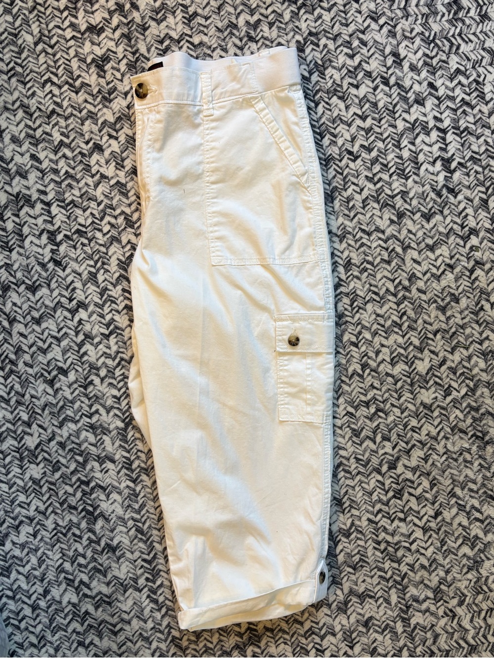 Lee Cotton Lightweight Stretchy White Cuffed Cargo Ankle Pants Capris Women’s XL - Picture 9 of 9